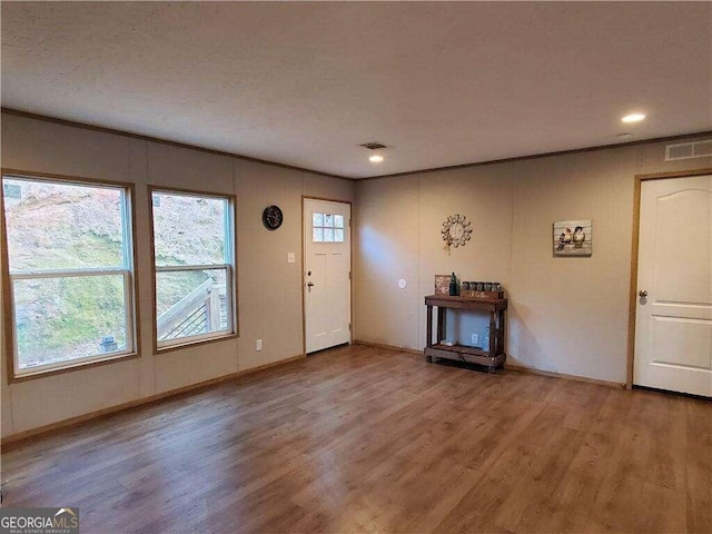 foyer entrance featuring hardwood / wood-style floors