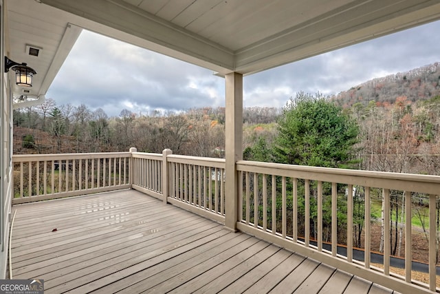4502 Ramsay Dr, Hiawassee, GA 30546 - wooden terrace with a forest view