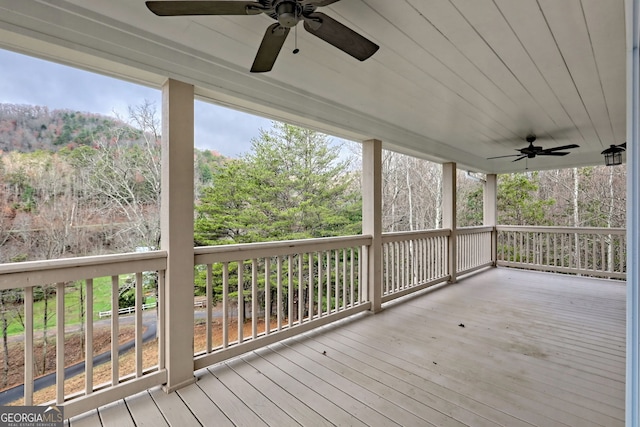4502 Ramsay Dr, Hiawassee, GA 30546 - wooden terrace featuring a ceiling fan