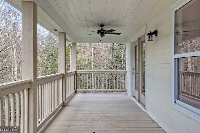 4502 Ramsay Dr, Hiawassee, GA 30546 - wooden terrace featuring a ceiling fan