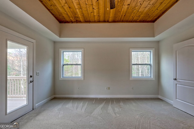 4502 Ramsay Dr, Hiawassee, GA 30546 - carpeted spare room featuring wooden ceiling, plenty of natural light, baseboards, and ceiling fan
