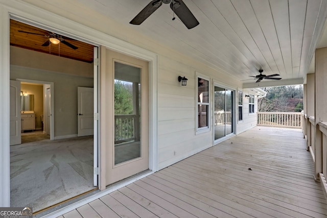 4502 Ramsay Dr, Hiawassee, GA 30546 - wooden terrace featuring a ceiling fan