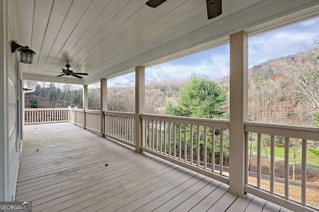 deck featuring ceiling fan