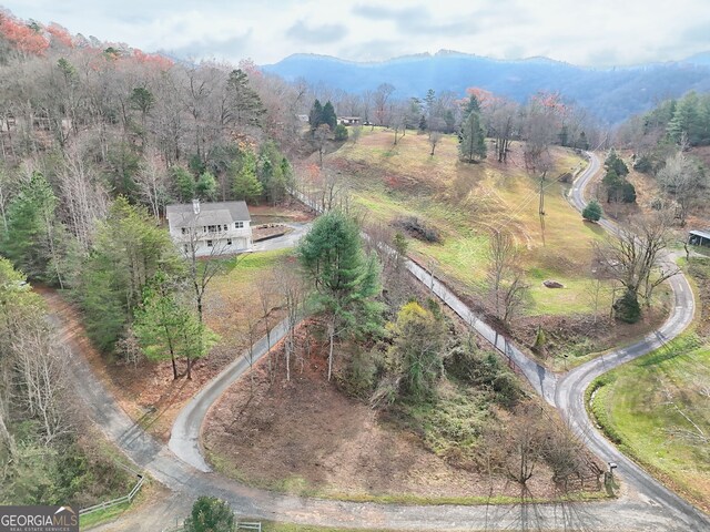 aerial view with a mountain view and a rural view