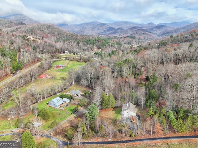 drone / aerial view with a mountain view