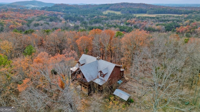 drone / aerial view with a mountain view