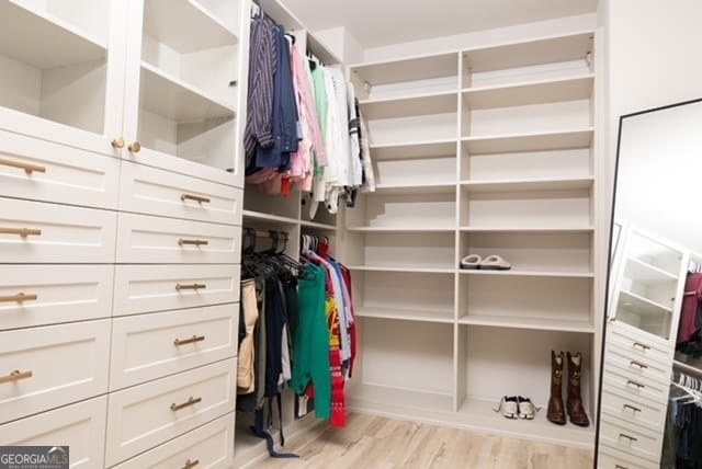 walk in closet featuring light wood-type flooring