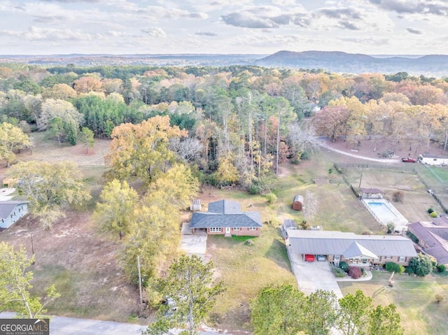 aerial view featuring a mountain view