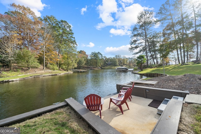 dock area featuring a water view