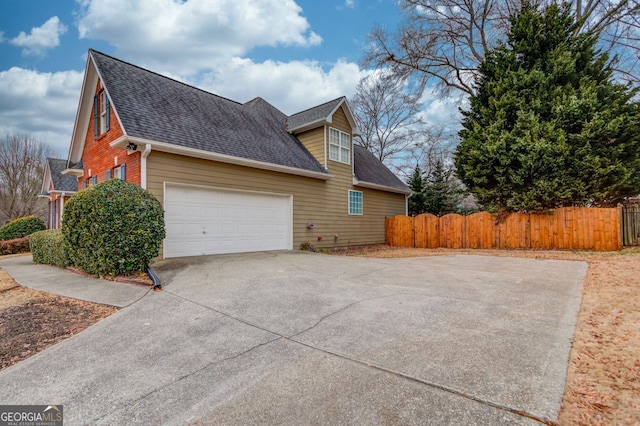 view of home's exterior with a garage