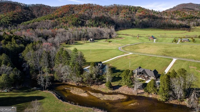 drone / aerial view with a mountain view