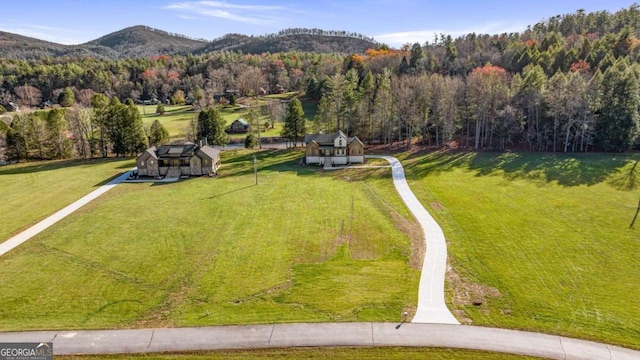 drone / aerial view with a mountain view