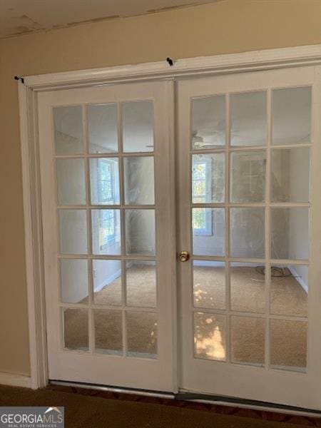 doorway featuring french doors