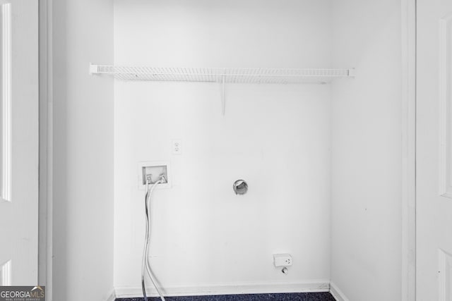 clothes washing area featuring hookup for an electric dryer and hookup for a washing machine