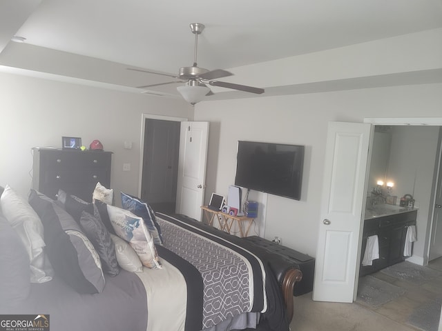 bedroom with carpet and ceiling fan