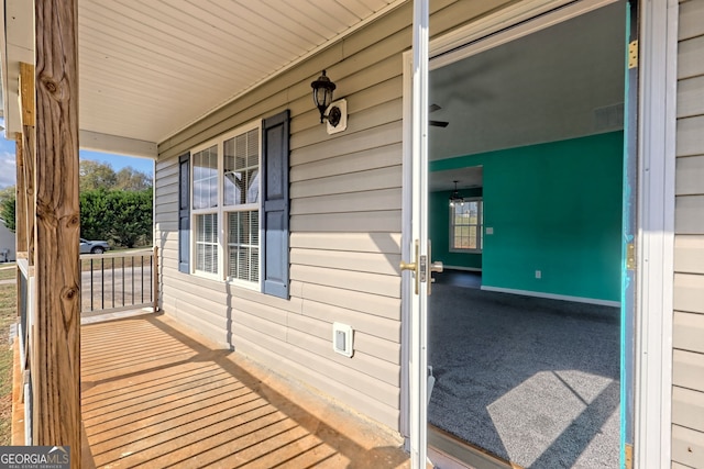 deck with covered porch