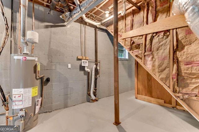 basement with gas water heater