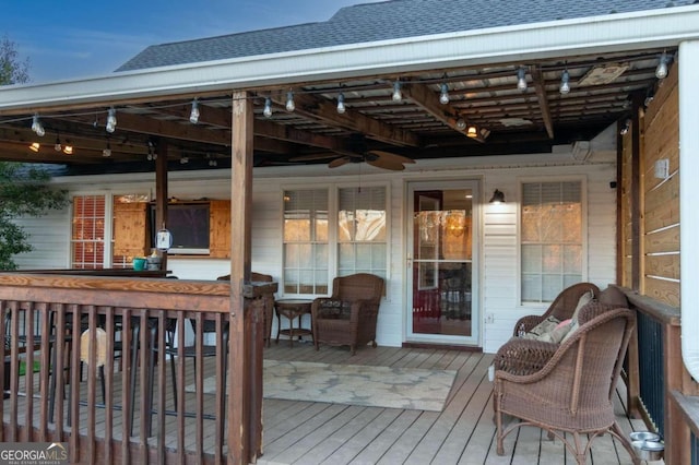 deck featuring ceiling fan