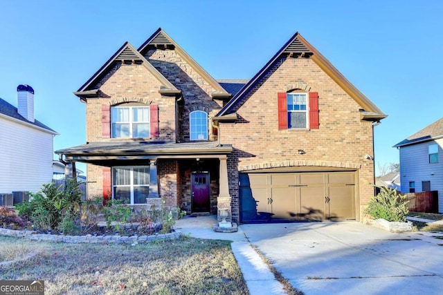 view of front of house with a garage