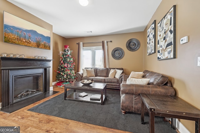 living room featuring hardwood / wood-style flooring