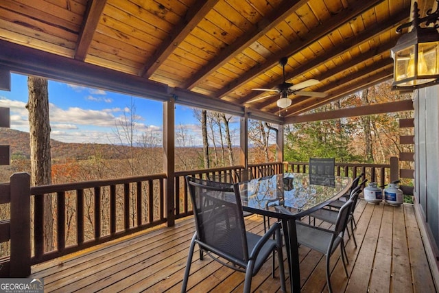 deck featuring ceiling fan