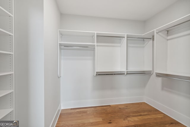 walk in closet featuring hardwood / wood-style floors