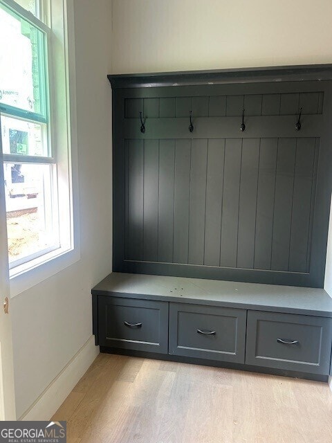 mudroom featuring light hardwood / wood-style floors