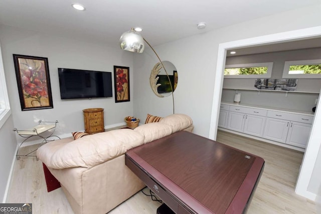 living room with light wood-type flooring