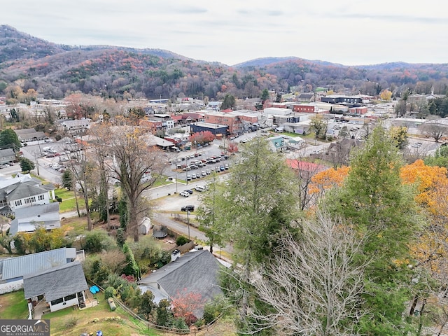 bird's eye view with a mountain view