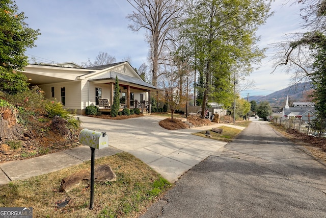 exterior space with a mountain view