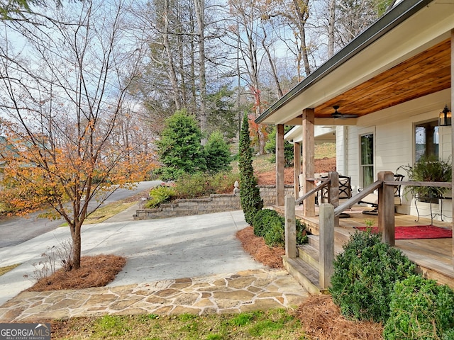 view of patio / terrace featuring ceiling fan