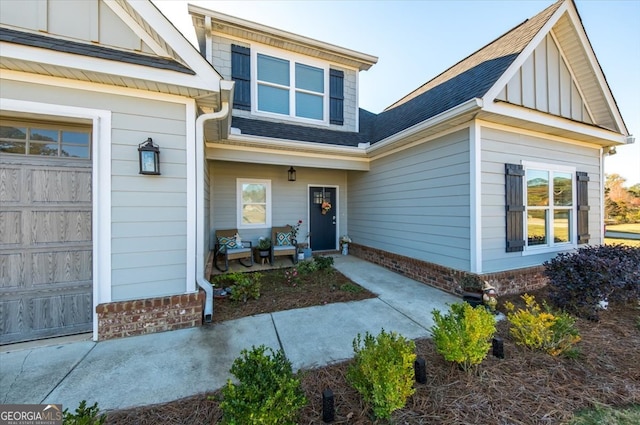 property entrance featuring a garage