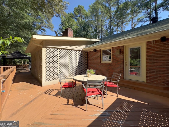 deck featuring a gazebo