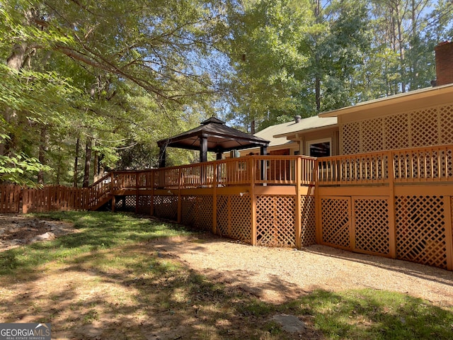 view of yard with a gazebo and a deck