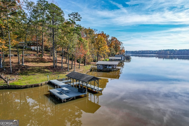 view of dock featuring a water view