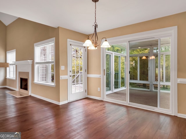 doorway featuring plenty of natural light and dark wood-type flooring