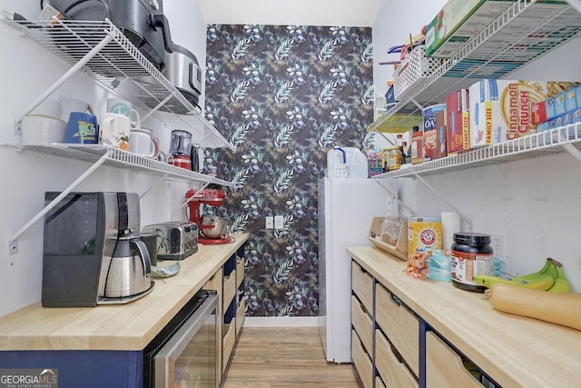 pantry with wine cooler