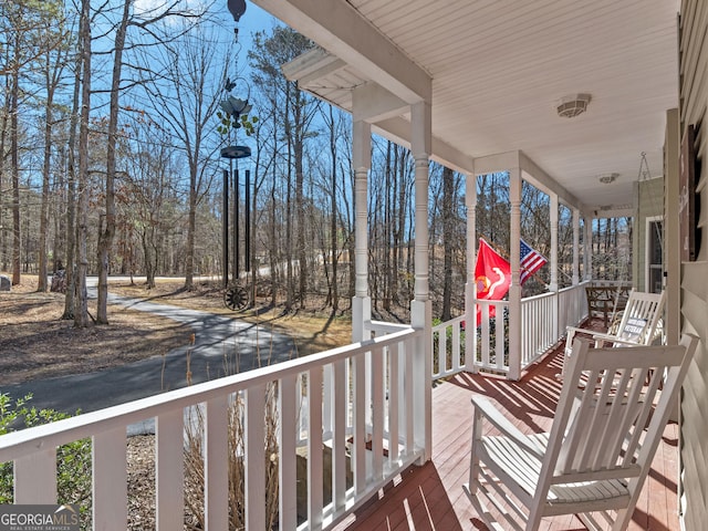 deck featuring covered porch