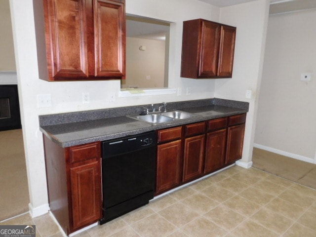 kitchen with black dishwasher and sink