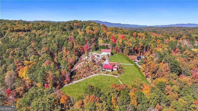 aerial view featuring a mountain view