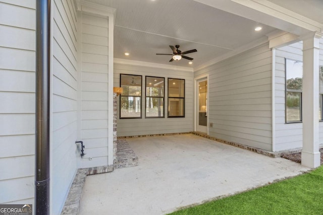 view of patio with ceiling fan