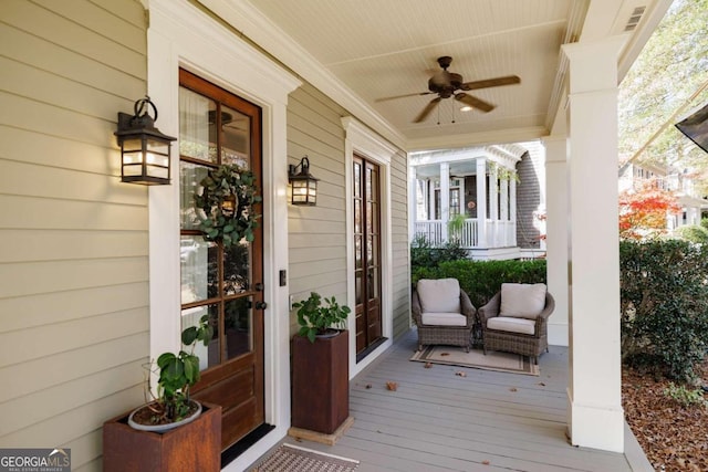 deck featuring ceiling fan