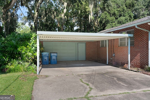 garage with a carport