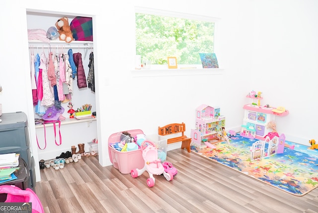 playroom featuring light hardwood / wood-style flooring