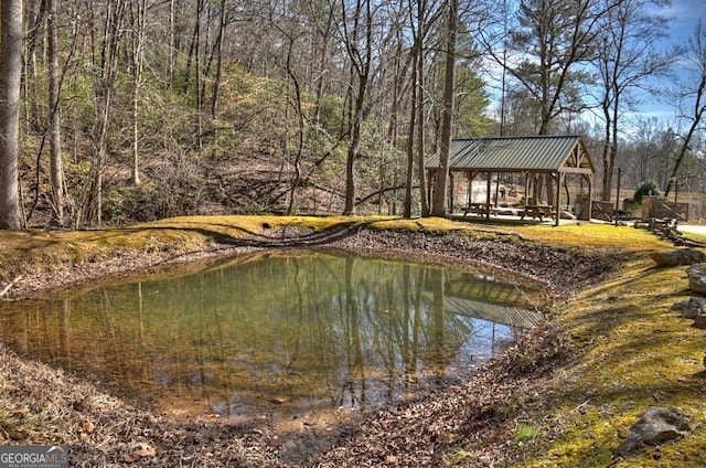 water view featuring a gazebo