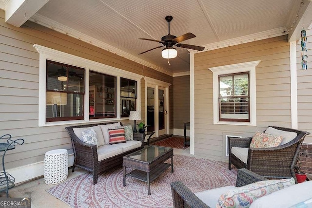 view of patio / terrace with outdoor lounge area and ceiling fan