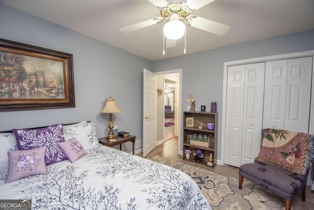 611 Bernhard Rd, Fayetteville, GA 30215 - bedroom with a closet and a ceiling fan