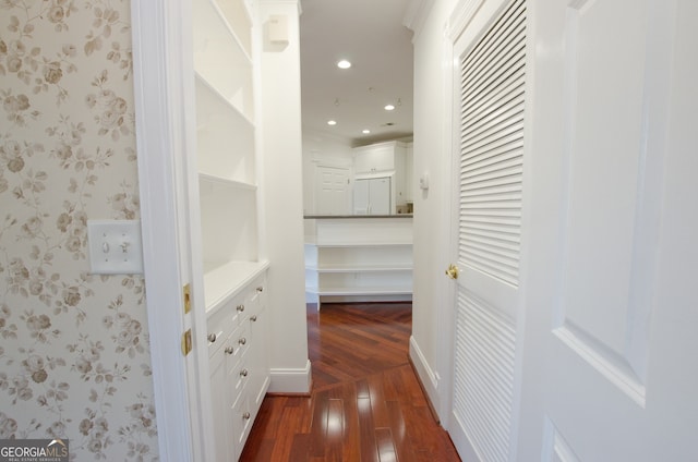 hallway featuring dark hardwood / wood-style floors