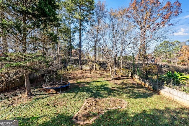 view of yard featuring a trampoline