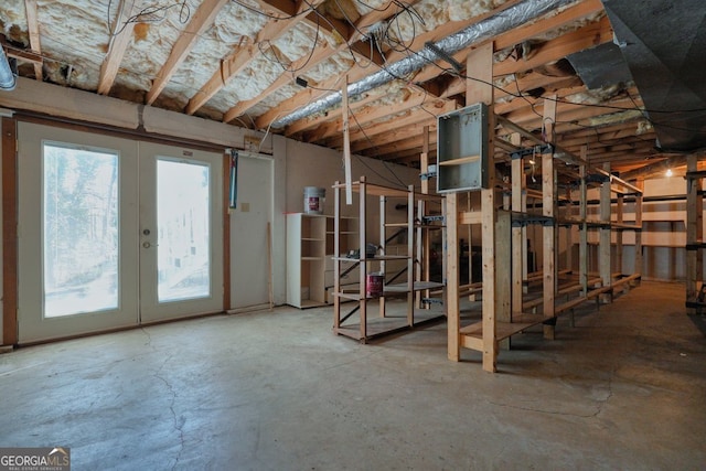 basement with french doors